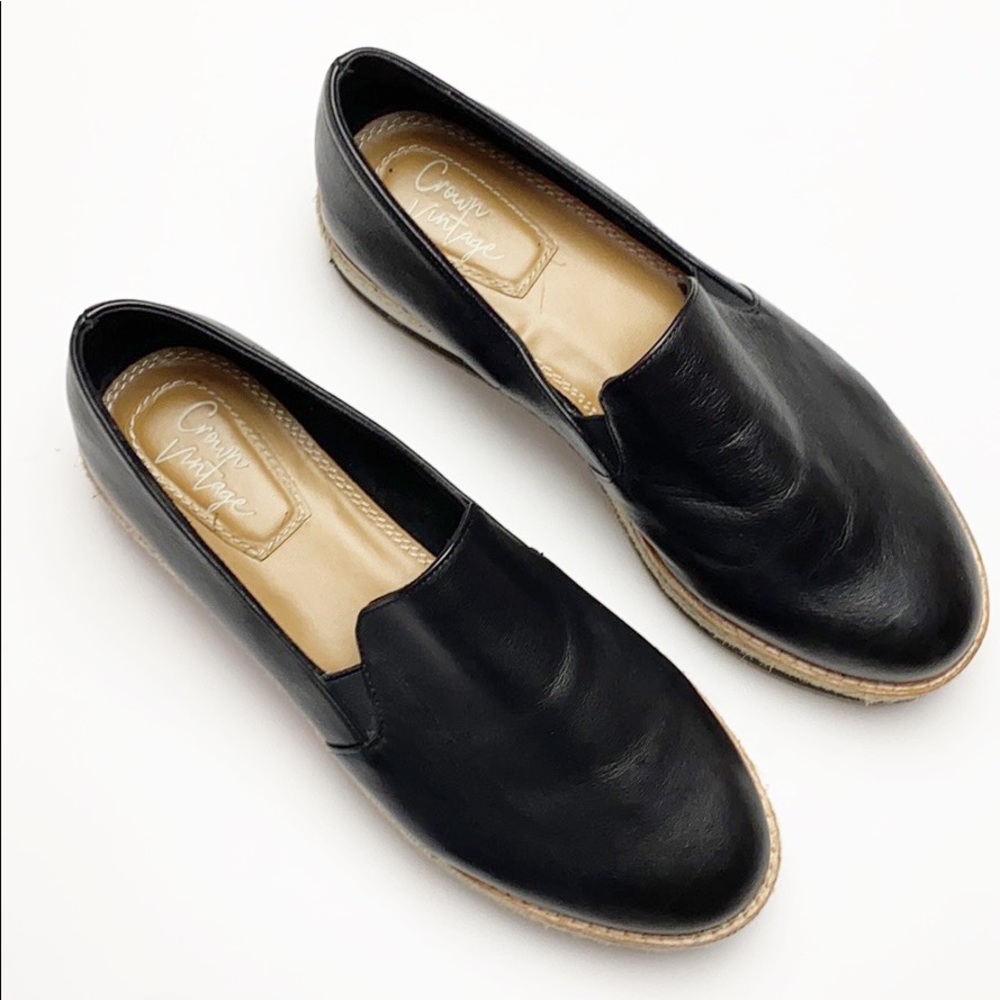 Crown Vintage | Bina Black Leather Loafer Slip On View 5